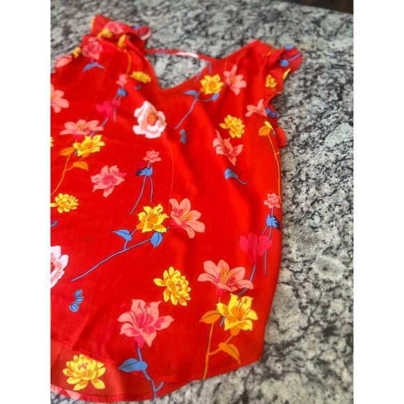 LOFT Lily bar back flutter shell top size XL floral print - Picture 4 of 10